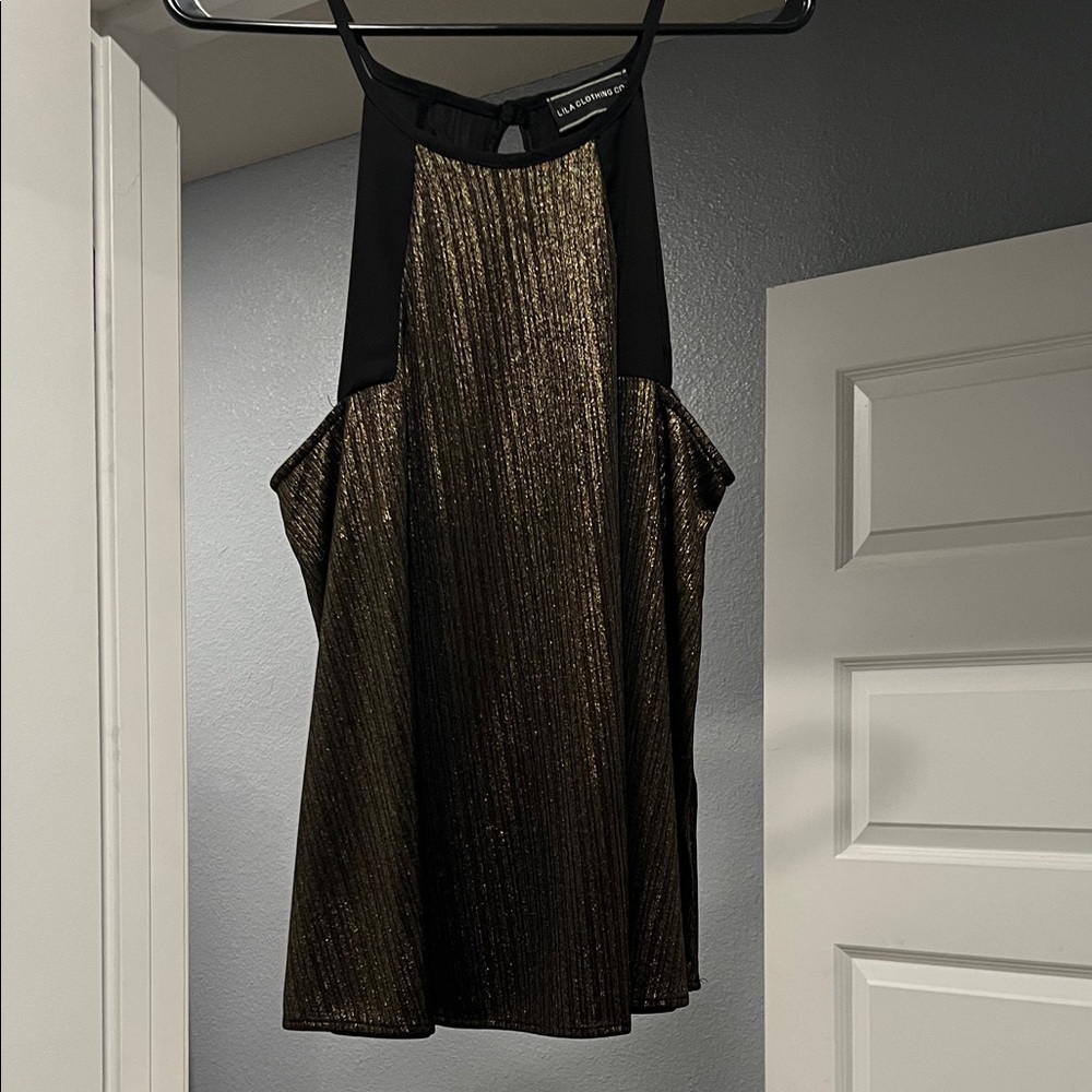 Black and Gold Sleeveless Top